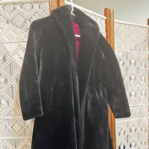 Vintage Faux Fur Long Coat Black Borgana